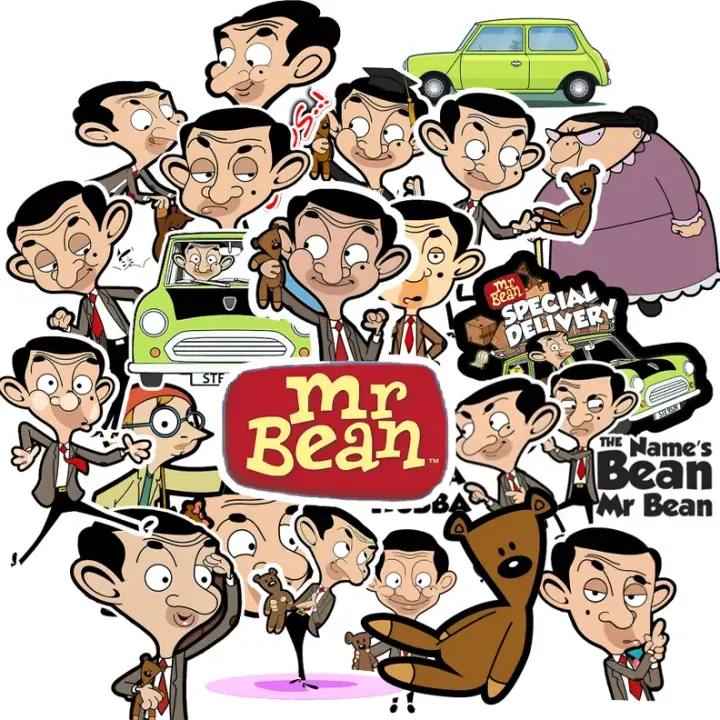 Mr. Bean Stickers Waterproof Pack of 22 Vinyl Decals for Laptop Mobile Self Adhesive Sticker (Pack of 22)