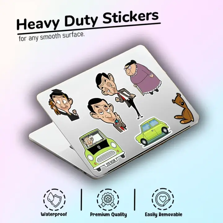 Mr. Bean Stickers Waterproof Pack of 22 Vinyl Decals for Laptop Mobile Self Adhesive Sticker (Pack of 22)