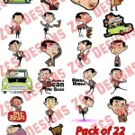 Mr. Bean Stickers Waterproof Pack of 22 Vinyl Decals for Laptop Mobile Self Adhesive Sticker (Pack of 22)